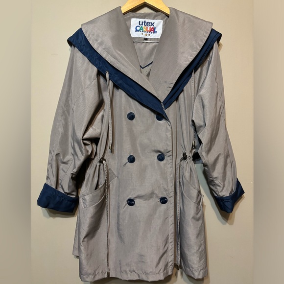 UTEX Hooded Trench Jacket, Cinch Waist - Picture 3 of 10